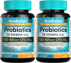 NewRhythm Probiotics 120 Billion CFU 36 Strains, 3-in-1 Probiotics for Digestive Health & Immune Support with Prebiotics & Enzymes, Probioticos for Women & Men, Vegan Targeted Release Supplement, 60ct