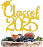 Class of 2025 Cake Topper - 2025 Graduation Party Decorations, Congratulations Cake Decor, High School College Graduation Decorations Gold Glitter