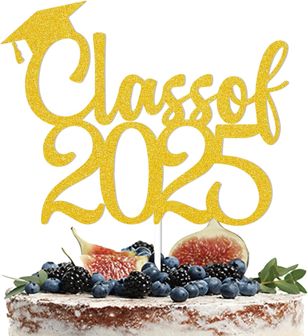 Class of 2025 Cake Topper - 2025 Graduation Party Decorations, Congratulations Cake Decor, High School College Graduation Decorations Gold Glitter