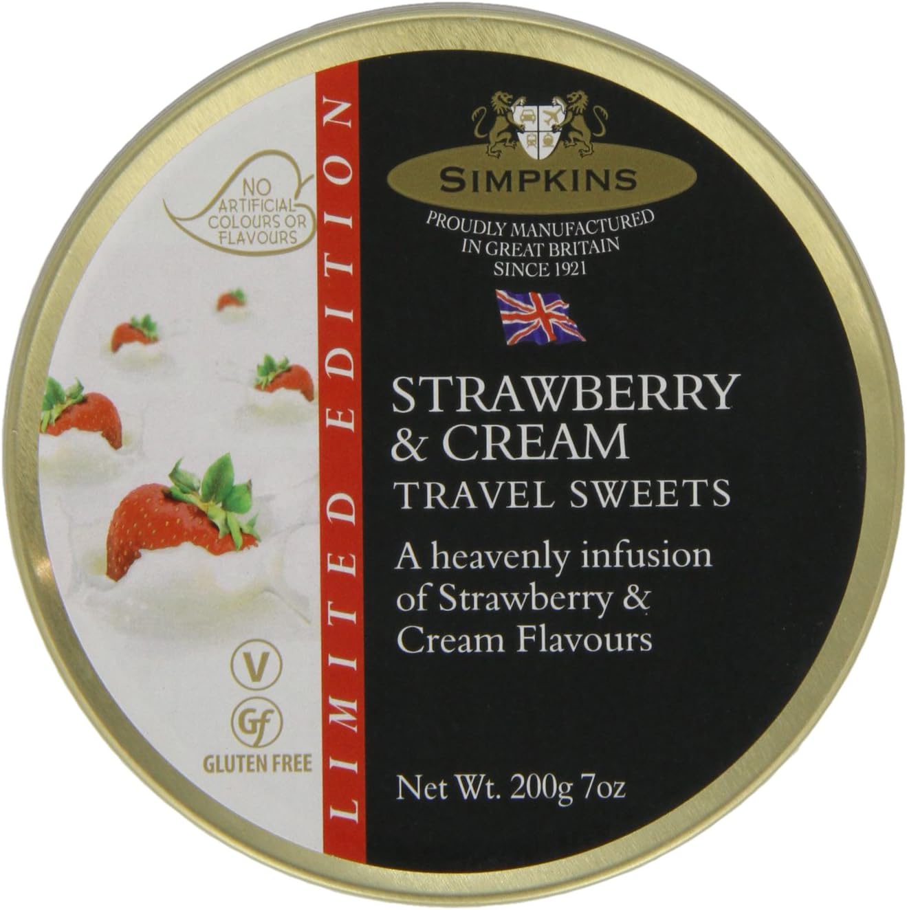 Simpkins Strawberry and Cream Flavour Travel Sweets 200 G (Pack of 6)
