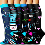 Compression Socks for Women & Men Circulation (6 Pairs) 15-20 mmHg is Best Support for Athletic Running,Nurse