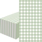 100 Pcs Sage Green Gingham Napkins Disposable - Sage Green and White Checkered Paper Napkins - Plaid Dinner Napkins for Picnic Birthday Wedding Bride Shower Party Supplies