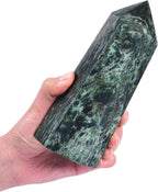 AMOYSTONE Natural Stone Tower Large Emerald Stone Rock Healing Crystal Wand Hexagonal Point Obelisk Irregular 2.5-3 Lbs, Spiritual Meditation, Reiki Chakra Gemstone Home Decor