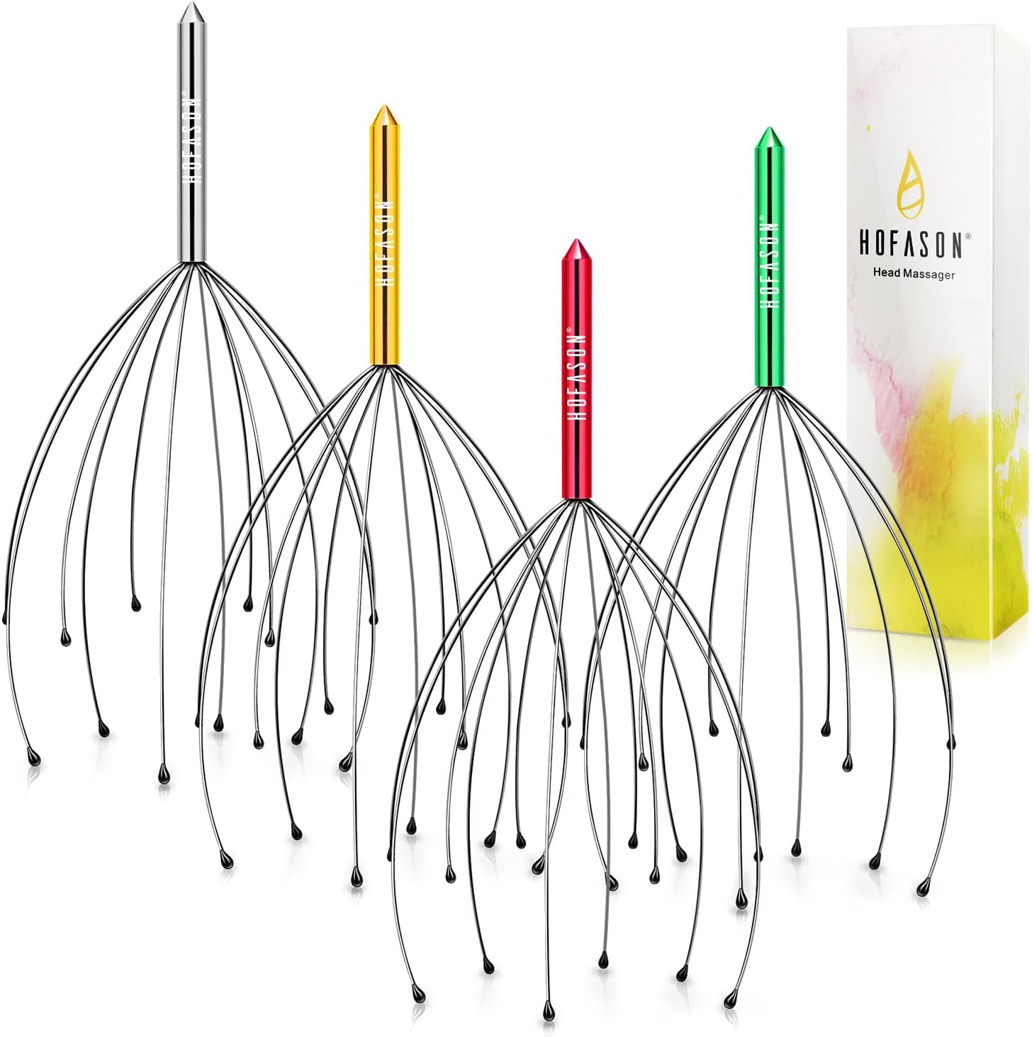 HOFASON Head Scratcher Stocking Stuffers for Adults Women Men Teen Girls Boys, 4pcs Head Massager Scalp, Funny White Elephant Gifts, Christmas Gifts for Mom Dad Him Her Birthday Valentines Gift Prizes