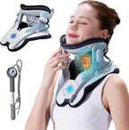 ALPHAY Cervical Traction Device, Neck Stretcher for Cervical Pain Relief, Air Pump Neck Brace with 3 Power Traction and 8 Airbag Support, Neck Decompression and Neck Tension Relief