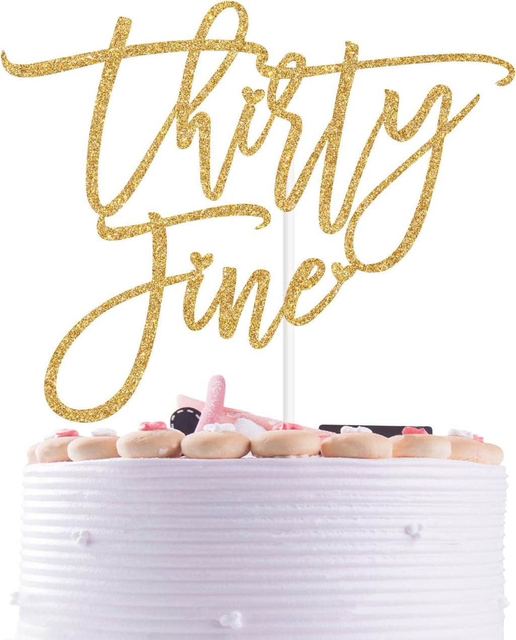 Gold Glitter Thirty Fine Cake Topper, Rip Twenties/Happy 30th Birthday/Fuck I'm 30, Funny 30th Birthday Party Decorations Supplies