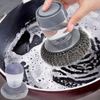1pcs Household Push-Type Automatic Liquid-refilling Pot Brush Handheld Kitchen Wash Pot Dish Brush Cleaning Accessories Tool (11 * 10 * 8CM)