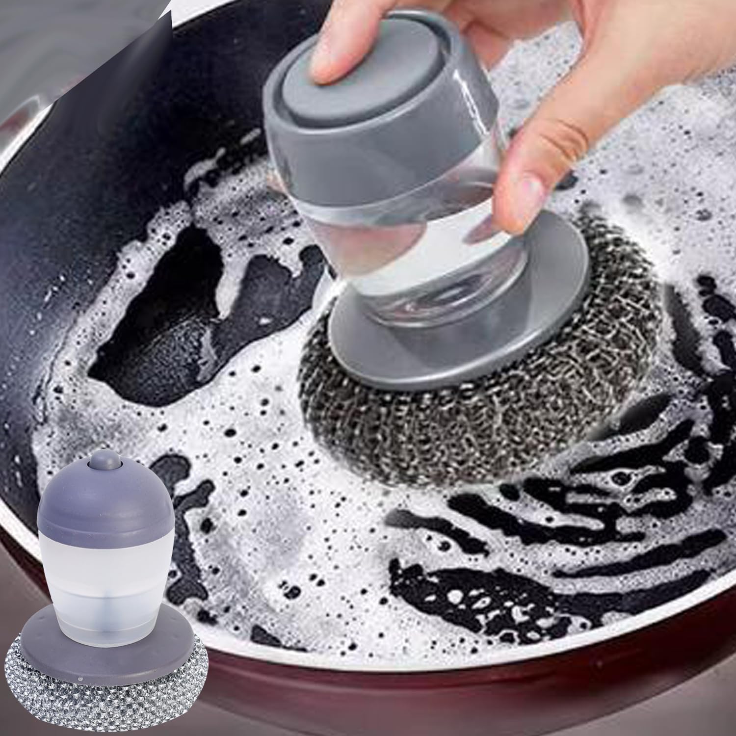 1pcs Household Push-Type Automatic Liquid-refilling Pot Brush Handheld Kitchen Wash Pot Dish Brush Cleaning Accessories Tool (11 * 10 * 8CM)