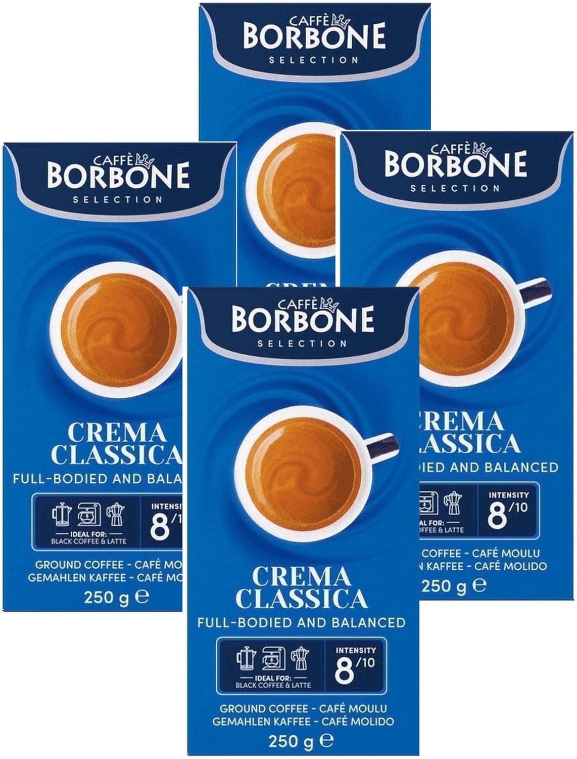 Caffè Borbone Ground Coffee, Crema Classica, Premium Coffee Blend, Full-Bodied, Balanced, Creamy and Smooth Taste, Made in Italy - 8.8 ounce (Pack of 4)