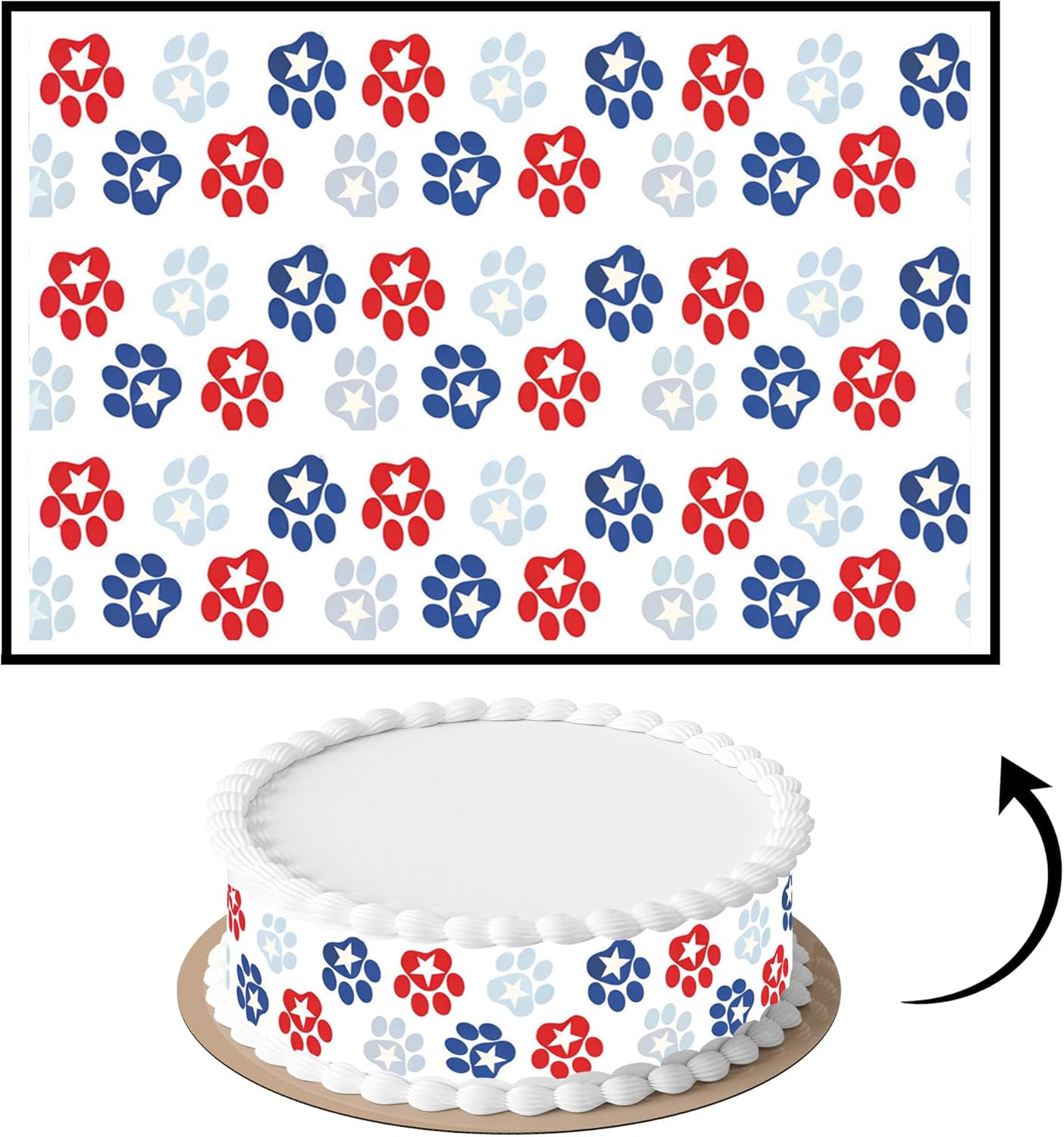 3 Pcs Cake Strips Edible birthday Paw Dogs cake side borders, strips, Icing Sheets 2.5'X10.5-3 per sheet