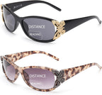 JM 2 Pack Bifocal Reading Sunglasses for Women Fashion Sun Readers Outdoor Reading Glasses UV400 Protection Black & Grey Tortoise +1.75