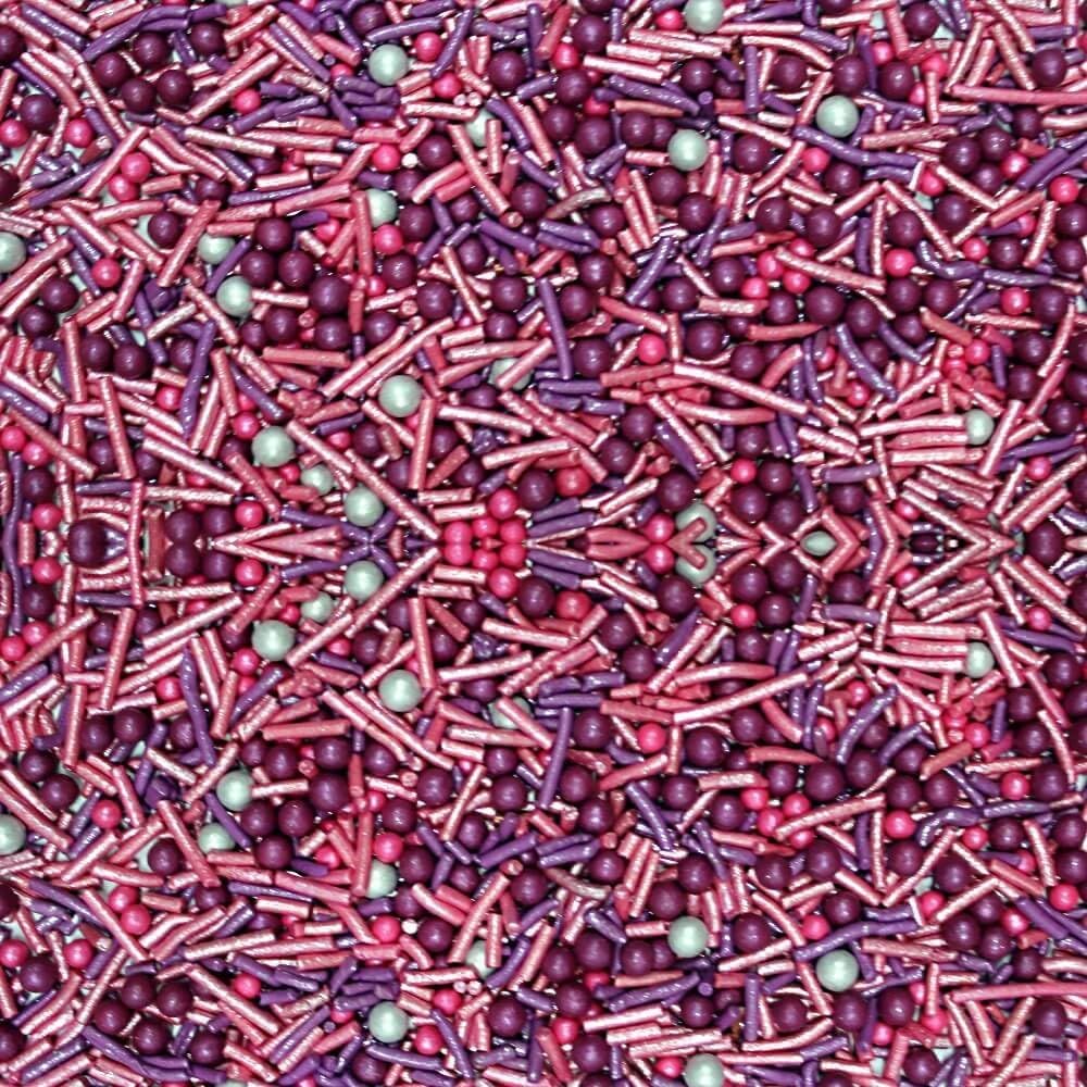 Confect Cake Decorating Sprinkles Mix – Pink & Purple Jimmies with Pearl Sugar Balls – Edible Cupcake & Cookie Topping for Baking, Party & Holiday Treats | Vegan, Gluten-Free, Soy-Free, Dairy-Free, Palm Oil-Free- 4.2 Oz