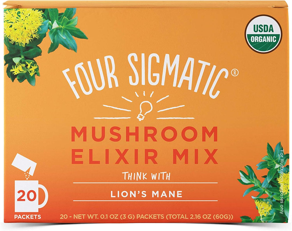 Four Sigmatic Four Sigmatic Organic Mushroom Elixir Mix with Lion's Mane and Antioxidants for Concentration + Focus, Vegan, Paleo, 0.1 Ounce (20 Count)