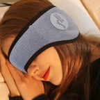 2 in 1 Earmuff Sleep Mask Plush Sleeping Mask Eyemuff Eye Cover for Warm Relax Plush Blindfold Eyes Soundproof Earplugs (1Pcs Grey)