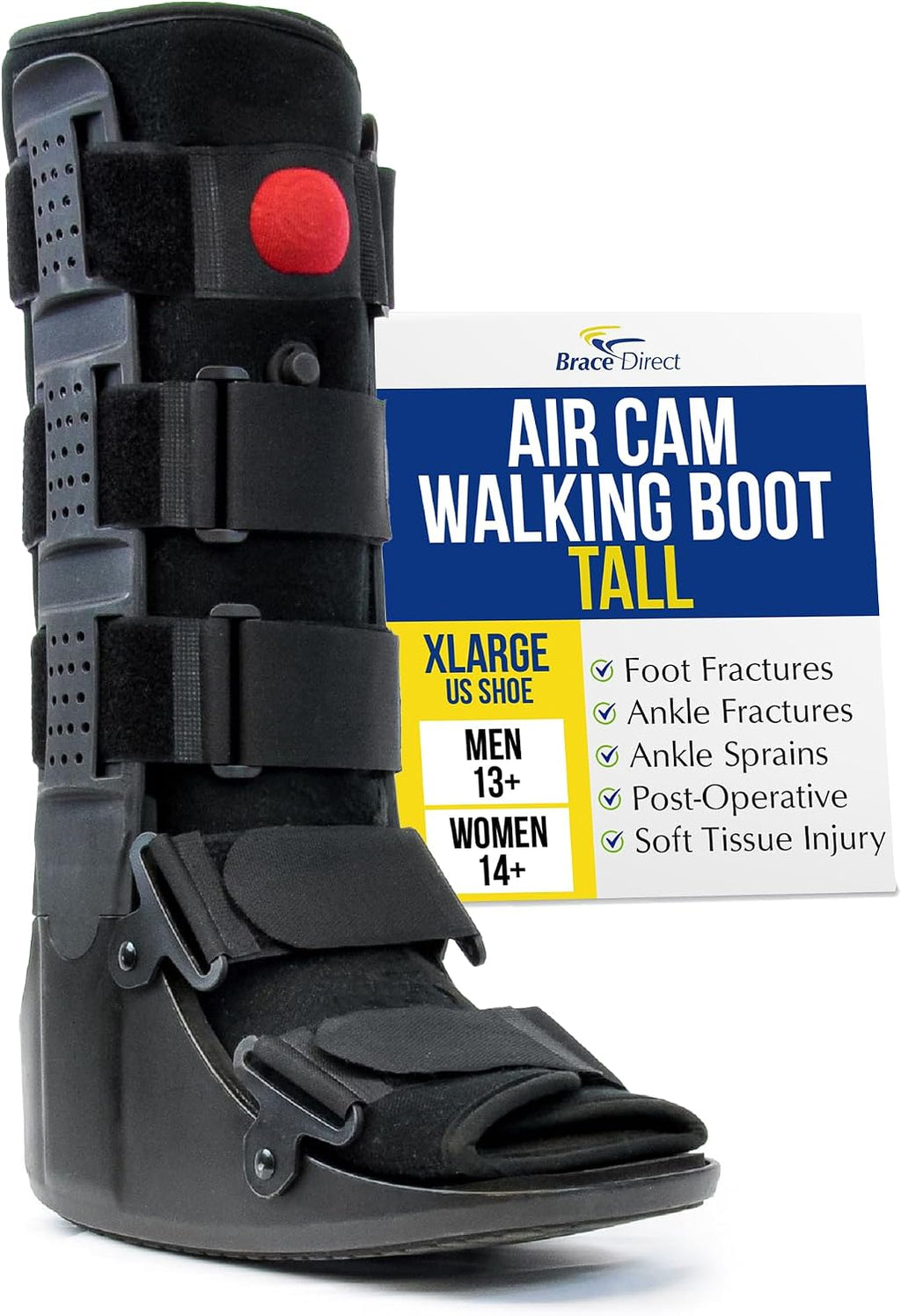 Brace Direct Tall Air CAM Walker Fracture Boot Aircast Boot for Foot & Ankle Injuries, Fractures & Surgery (X-Large - US Shoe Men 13+ / Women 14+)