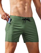 AI'MAGE Men's Swim Trunks Quick Dry Swim Briefs Sexy Bathing Suit Zip Pockets Swimwear with Mesh Lining