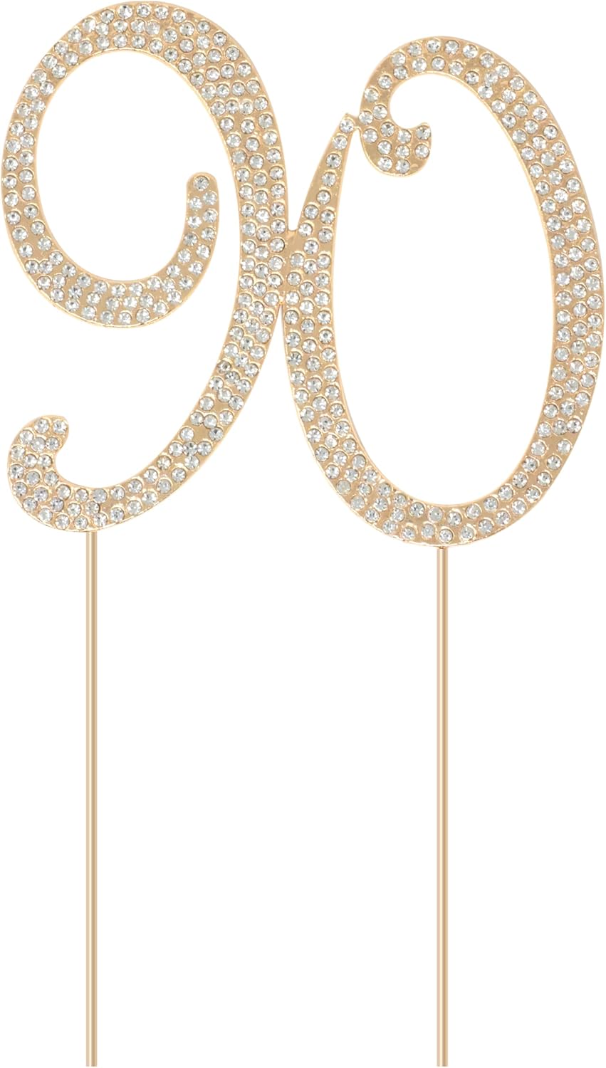 Honbay 90 Birthday Cake Topper Sparkling Bling Alloy Crystal Rhinestones Cake Topper Cake Decoration for 90th Birthday or Anniversary Party (Gold)