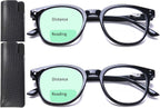 AQWANO Bifocal Reading Glasses Lightweight Comfortable Fashion Readers with Spring Hinges for men women, 1.5