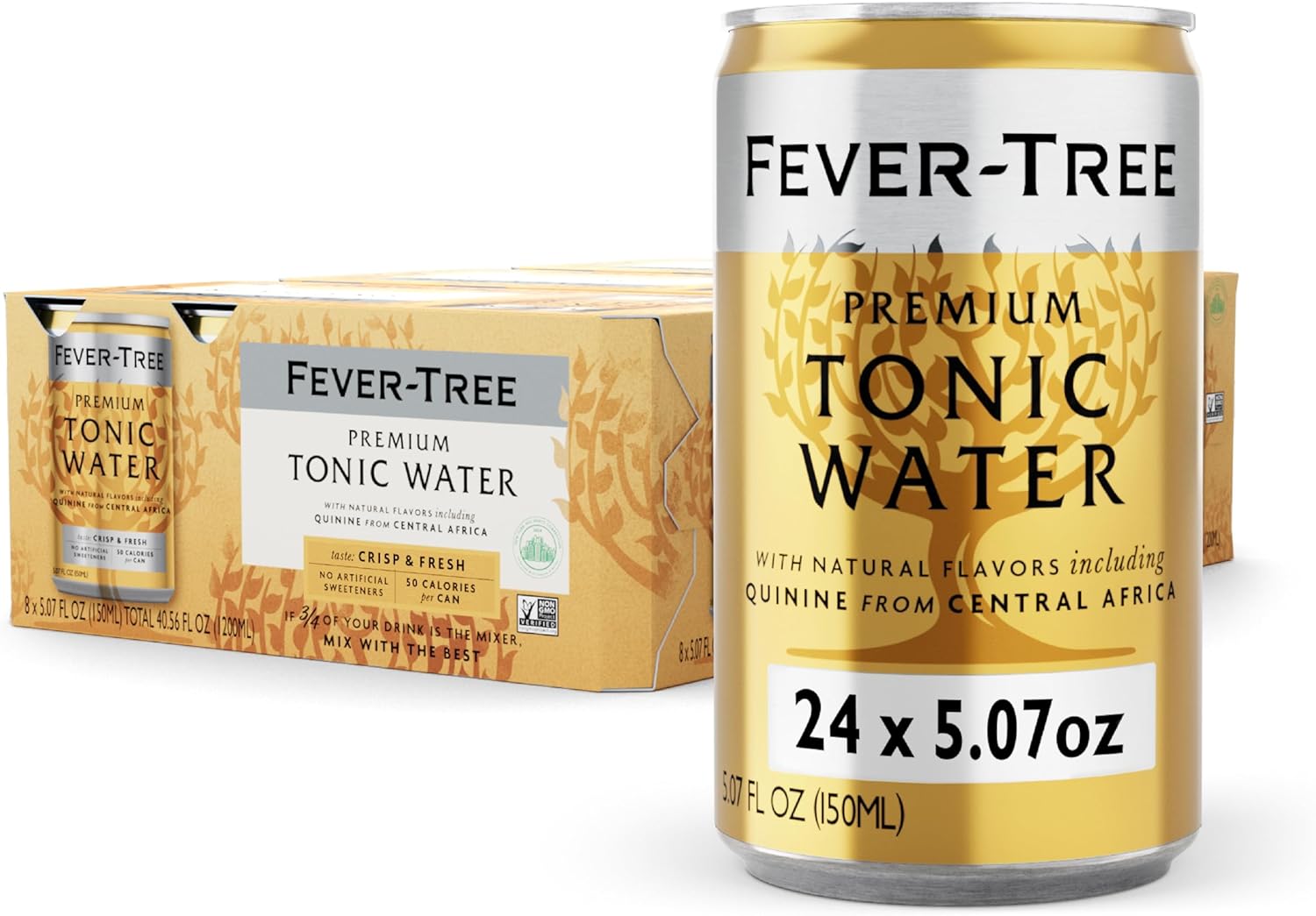 Fever-Tree Tonic Water – Premium Mixer for Cocktails and Mocktails, 24 x 5.1 Cans – Naturally Sourced, Non-GMO