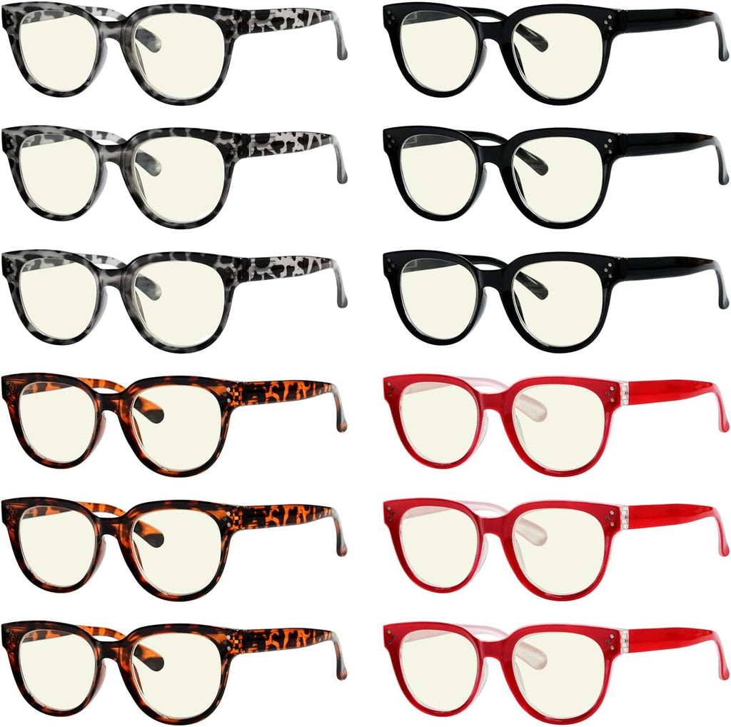 Eyekepper 12-pack Semi-rim Reading Glasses Anti-blue Light Readers Half-frame for Women Men +1.25