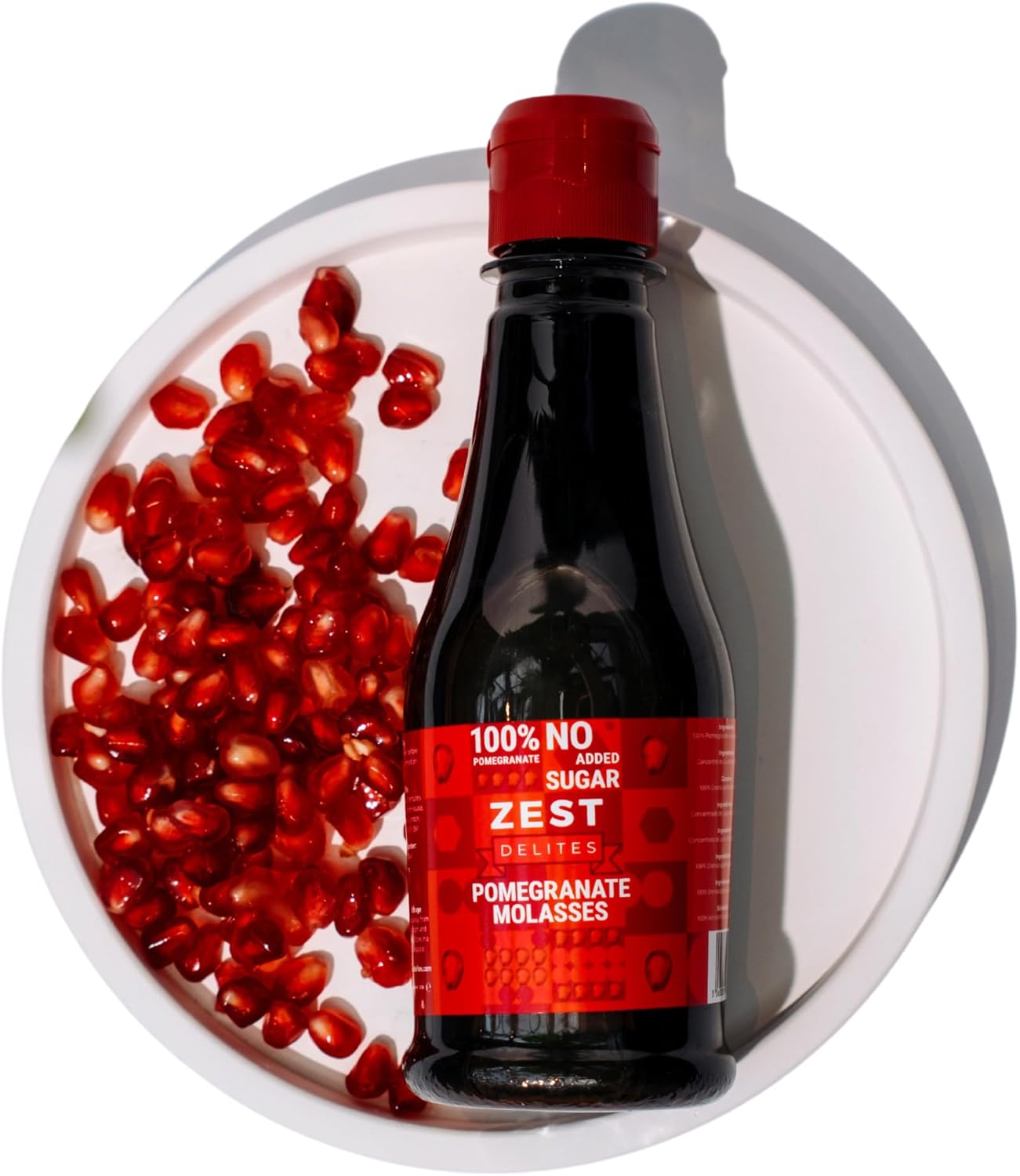 Pomegranate Molasses by Zest Delites, No Sugar Added, 100% Natural Mediterranean Pomegranate Syrup for Salads, Meats, Drinks and Desserts, No Additives, Vegan, Gluten Free, 12 oz