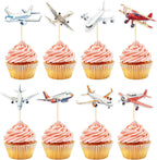 Hooqict 40Pcs Airplane Cupcake Toppers Airplane Birthday Cake Topper Decorations Cupcake Picks for Plane Themed Party Decorations Travel Around the World Party Supplies