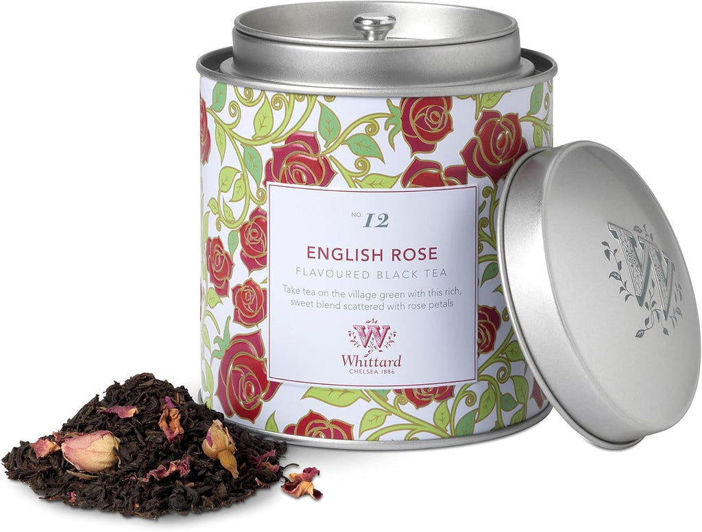 Whittard of Chelsea - Tea Discoveries English Rose Caddy - Black Loose Leaf Tea, Vegetarian, Vegan Friendly, Resealable Tin (100g, 1ct)