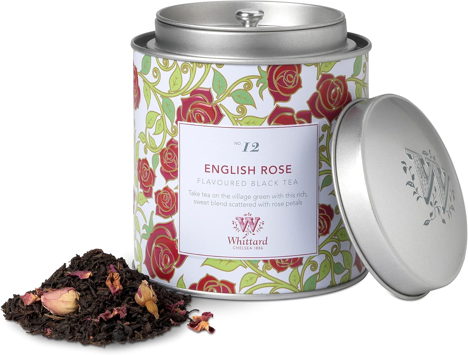 Whittard of Chelsea - Tea Discoveries English Rose Caddy - Black Loose Leaf Tea, Vegetarian, Vegan Friendly, Resealable Tin (100g, 1ct)
