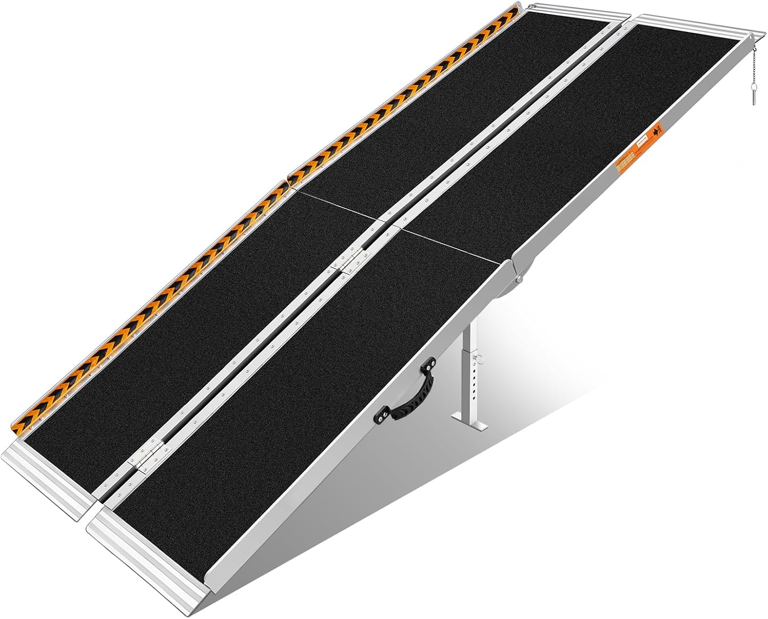 FACHNUO 8 Feet Portable Wheelchair Ramp, Non-Skid Aluminum Handicap Ramps with Handle, Folding Threshold Wheel Chair Ramp for Home Steps, Stairs, Entry, Threshold, Doorways, Scooter, 800LBS Capacity
