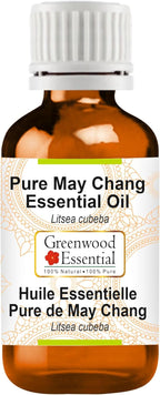 Greenwood Essential May Chang Essential Oil (Litsea cubeba) Pure | Non-Sticky | Non-Greasy | Lightweight | Men & Women | All Skin Types | Steam Distilled 30ml (1 oz)