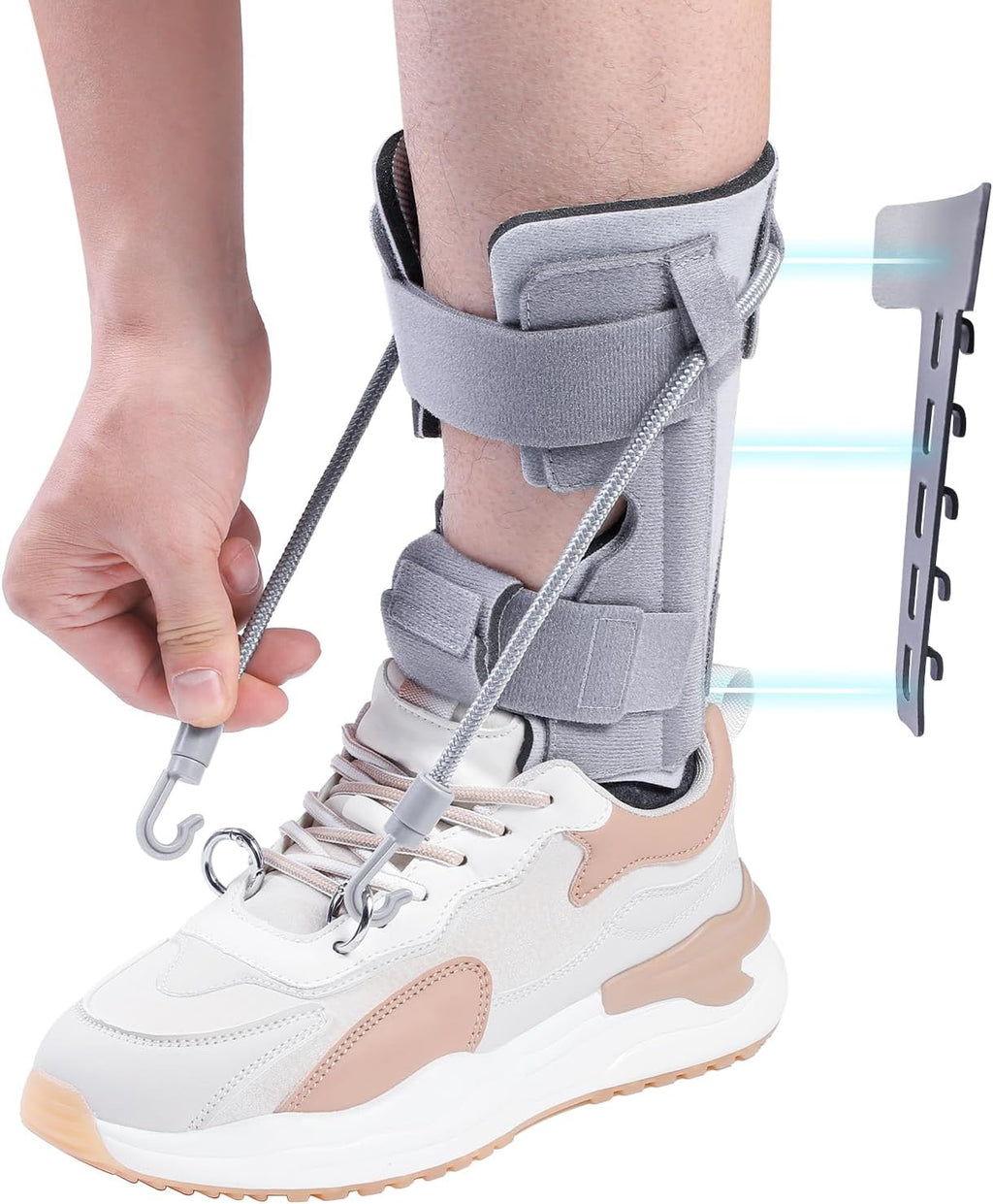 AFO Foot Drop Brace Splint, Adjustable Drop Foot Up Ankle Support for Walking with Shoes, Improve Walking Gait, Fits Right & Left, Women and Men - Gray