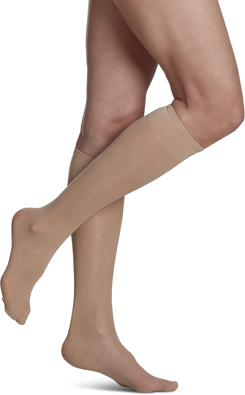 SIGVARIS Women's Sheer Fashion Closed Toe Calf Height - 15-20mmHg Weight Compression Hose - Lightweight & Breathable in Soft Stretch Fabric for Comfortable Everyday Wear