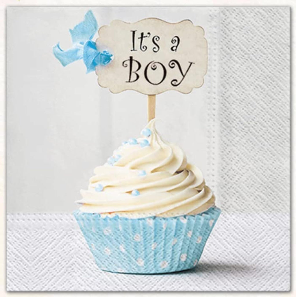 Baby Shower Napkins for Boy Blue | Paper Napkins 20 Count 3-Ply Tissue | Decoupage Lunch Dinner Disposable Napkins -13" x 13" (Unfolded) It's a Boy