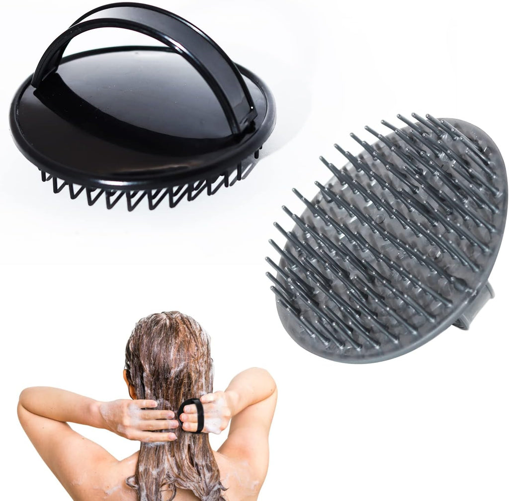 2pcs Scalp Massager Shampoo Brush for Dandruff Removal and Hair Growth, Shower Washing Hair Scrub Brush Tool for Women Men Pet (Black & Grey)