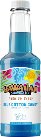 Hawaiian Shaved Ice Blue Cotton Candy Syrup - Nut Soy Dairy Free - Flavor Fluffy & Crunchy Snow Cones - Shelf Stable - Makes 8 Servings - 16 ounces