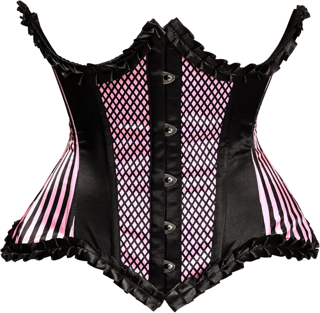 Daisy corsets Women's Daisy Corsets Top Drawer Pink Burlesque Underwire Curvy Cut Steel Boned Waist Cincher Corset
