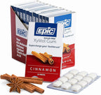 Epic 100% Xylitol Cinnamon Chewing Gum - Sugar Free, Aspartame Free Dental Gum - Supports Oral Health & Fresh Breath - 12 Pieces (Pack of 12)