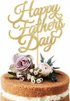 6 Pcs Happy Father's Day Cake Topper Cake topper Gold Glitter Cake topper Decorative Party Cake Decoration for Father's Day(gold letter heart)