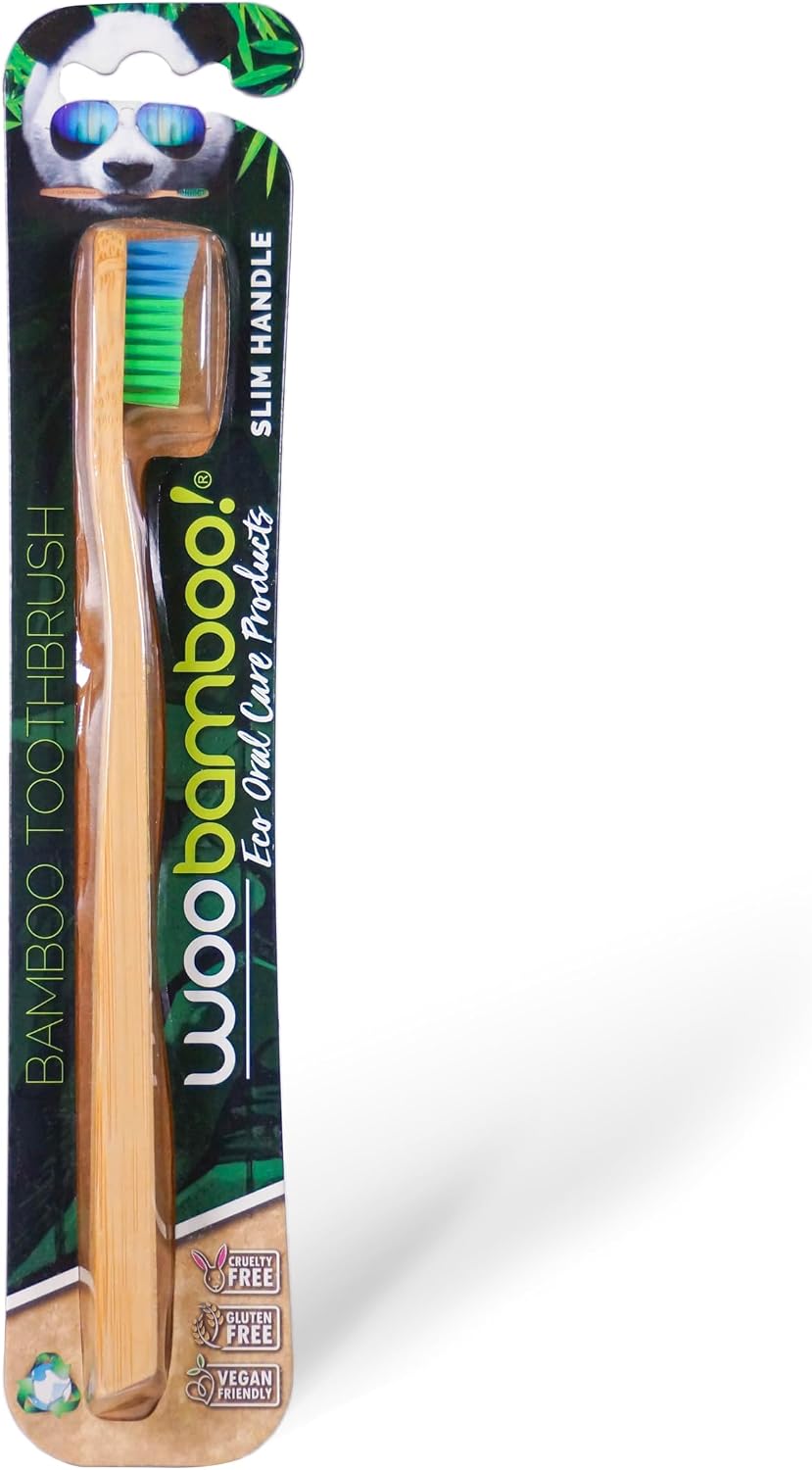 Woobamboo! Slim Soft Bamboo Eco-Friendly Toothbrush, BPA Free Nylon Bristles, Biodegradable, Compostable, Vegan (Pack of 1)