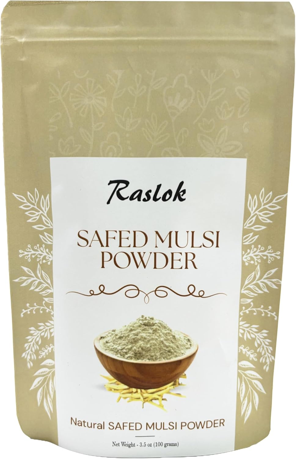 Raslok Pure Safed Musli Powder | White Musli | Svet Musli Powder | Chlorophytum Borivilianum (3.52 Oz)