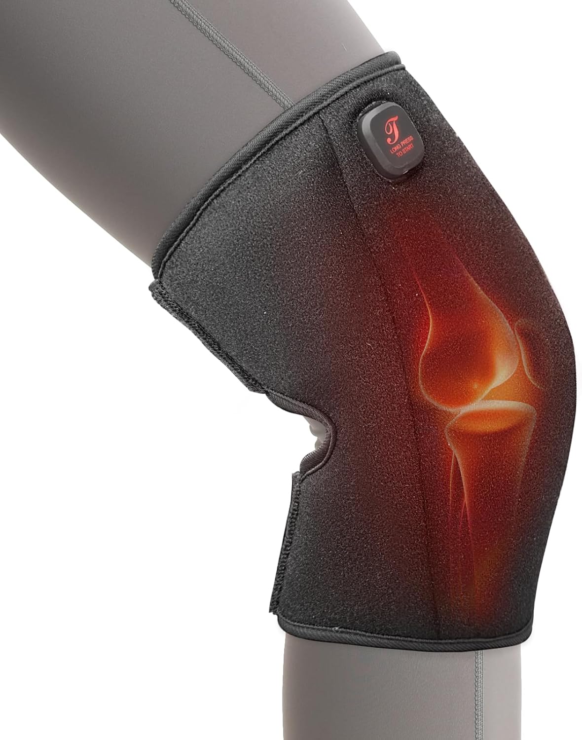 Heated Knee Brace, Cordless Knee Heating Pad for Arthritis, 3 Temperature Modes Knee Warmer, 3000mAh Battery Operated Knee Wrap for Men Women Seniors, Black(Single)