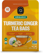 FGO Organic Turmeric Ginger Herbal Tea, 40 Count, Eco-Conscious Tea Bags, Caffeine Free (Pack of 1)