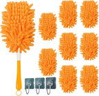 Chenille Microfiber Duster Replacement Head, Washable Reusable Duster Refill for Ceiling Fans, Blinds, Furniture & Pet Hair, Soft Dust Mop Cleaning Pad (1 Set)