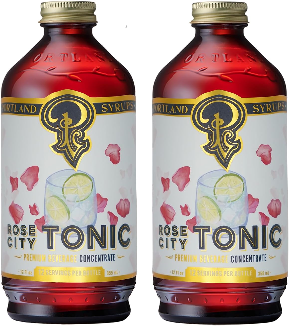 Portland Syrups Rose City Tonic Concentrate - Craft Delicious Cocktails, Mocktails, Sodas, and More - 12 oz with 24 Servings (Pack of 2)