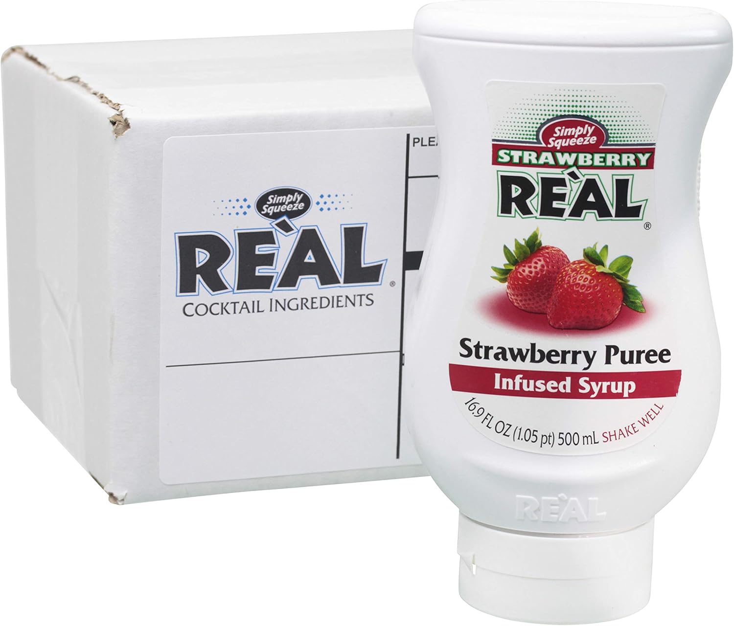 Strawberry Reàl, Strawberry Puree Infused Syrup, 16.9 FL OZ Squeezable Bottle (Pack of 1)