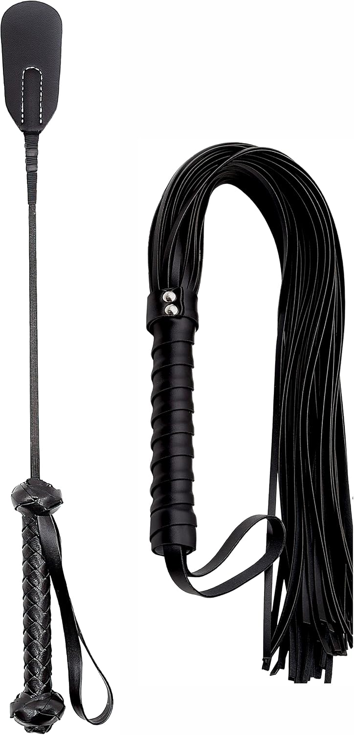 Horse Riding Crop Whip Set 18" 27" - Horse Set Flogger Faux Leather - Riding Whip for Horse Equestrian - English Riding Set Crop for Horses
