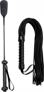 Horse Riding Crop Whip Set 18" 27" - Horse Set Flogger Faux Leather - Riding Whip for Horse Equestrian - English Riding Set Crop for Horses