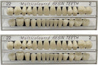 56 Pcs False Teeth Fake Teeth 2 Sets Synthetic Resin Dental Tooth, Upper Lower Denture Tooth, Party Horror Prop Makeup DIY Replacement, 22 A2