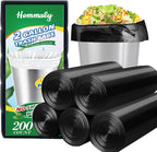 Hommaly 2 Gallon 200 pcs Small Black Trash Bags(Fit1.8-2 Gal), Strong 1.8 Gallon Garbage Bags, Bathroom Trash Can Bin Liners, Mini Plastic Bags for Office,Waste Basket Liner,Fit 6,7,8 Liters-Black