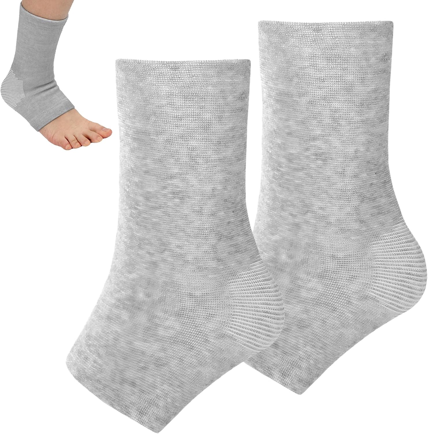 Ankle Compression Sleeve, Foot Compression Sleeve, Soft and Breathable Foot Sleeves,Socks for Arch Support(Gray)